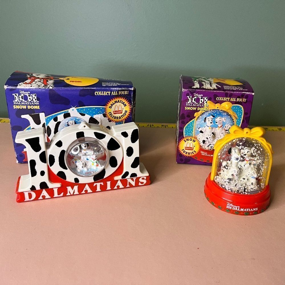 McDonald's Disney's 101 Dalmatians Snow Flurries Snow Globe Ornament 2pc Lot